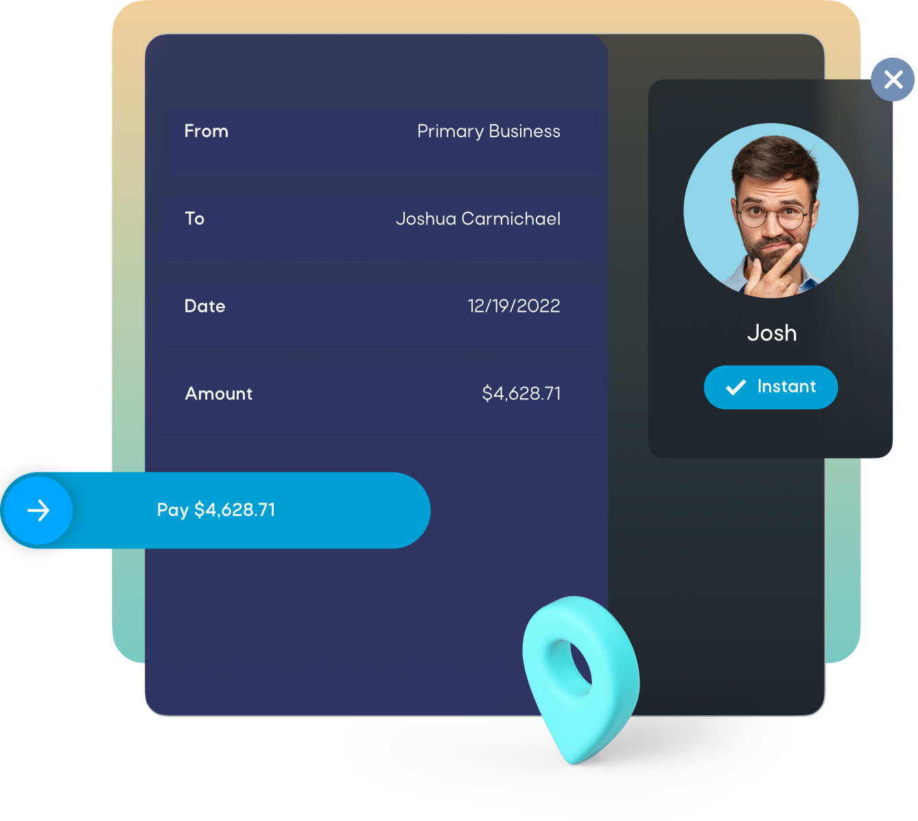 The looch app showing an instant payment between looch businesses