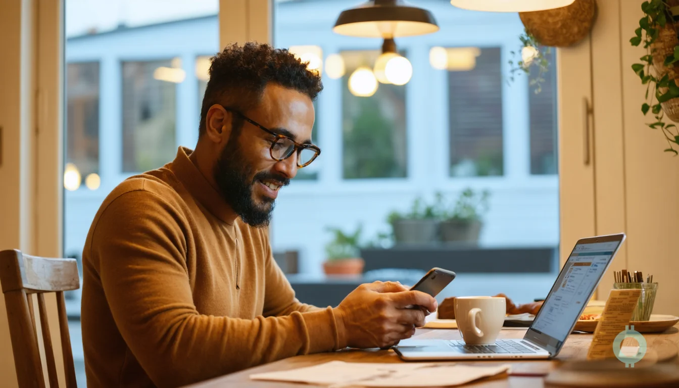 A founder uses accounting from your phone at a kitchen table after work.