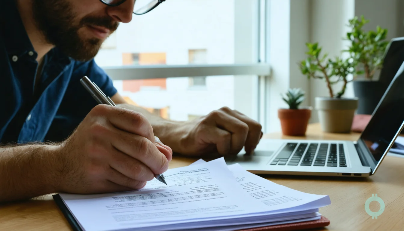A foreign founder reviews paperwork while learning how to get an EIN without an SSN.