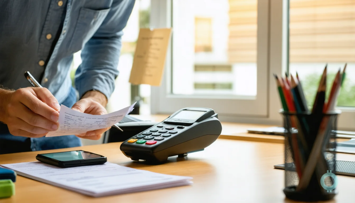 A small business owner compares pay by bank for small business payment options.