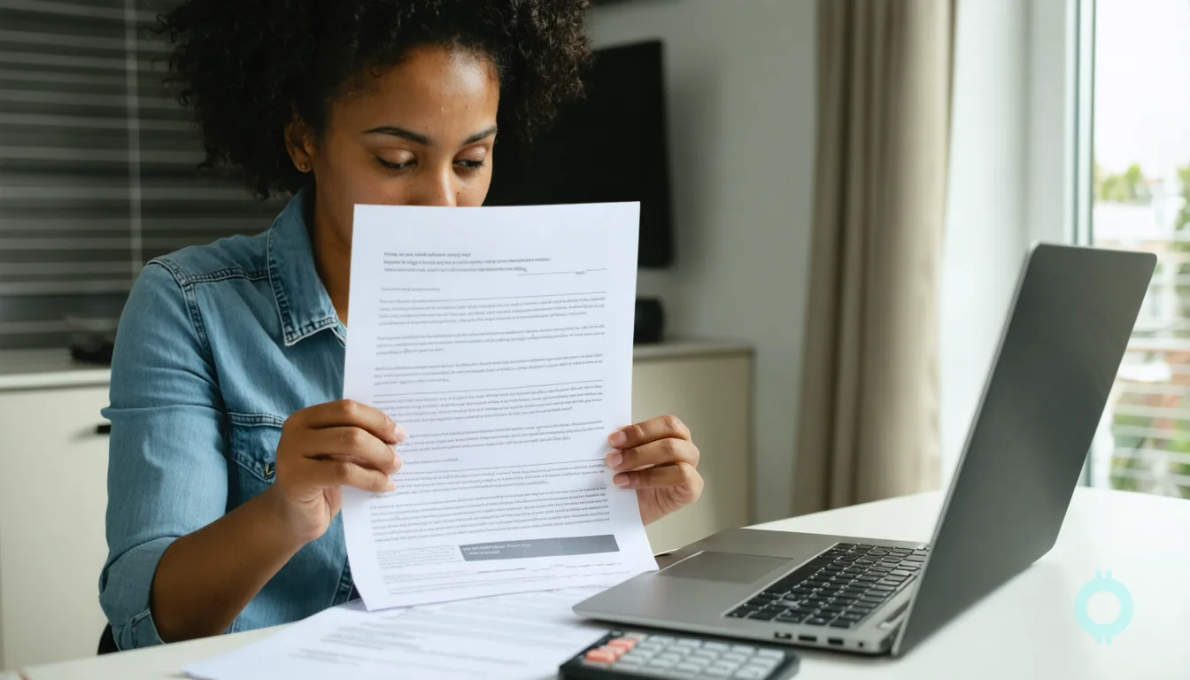 Employee using a paycheck calculator while reviewing a job offer